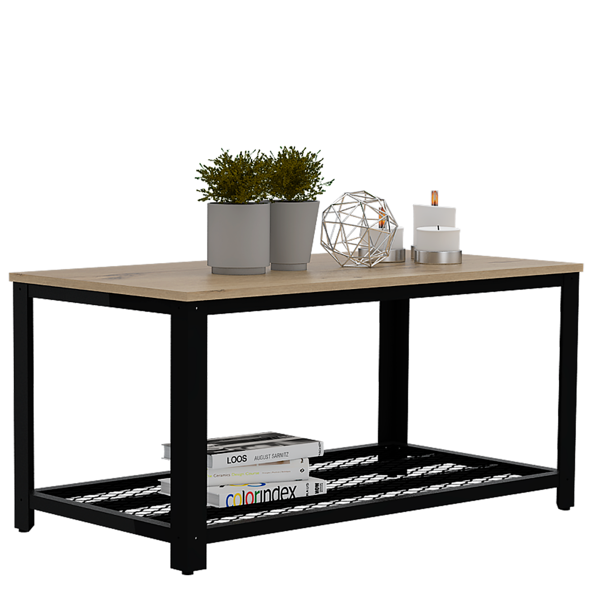 Mesa De Centro Ferrato Rta Duna+Estructura Metálica Negra