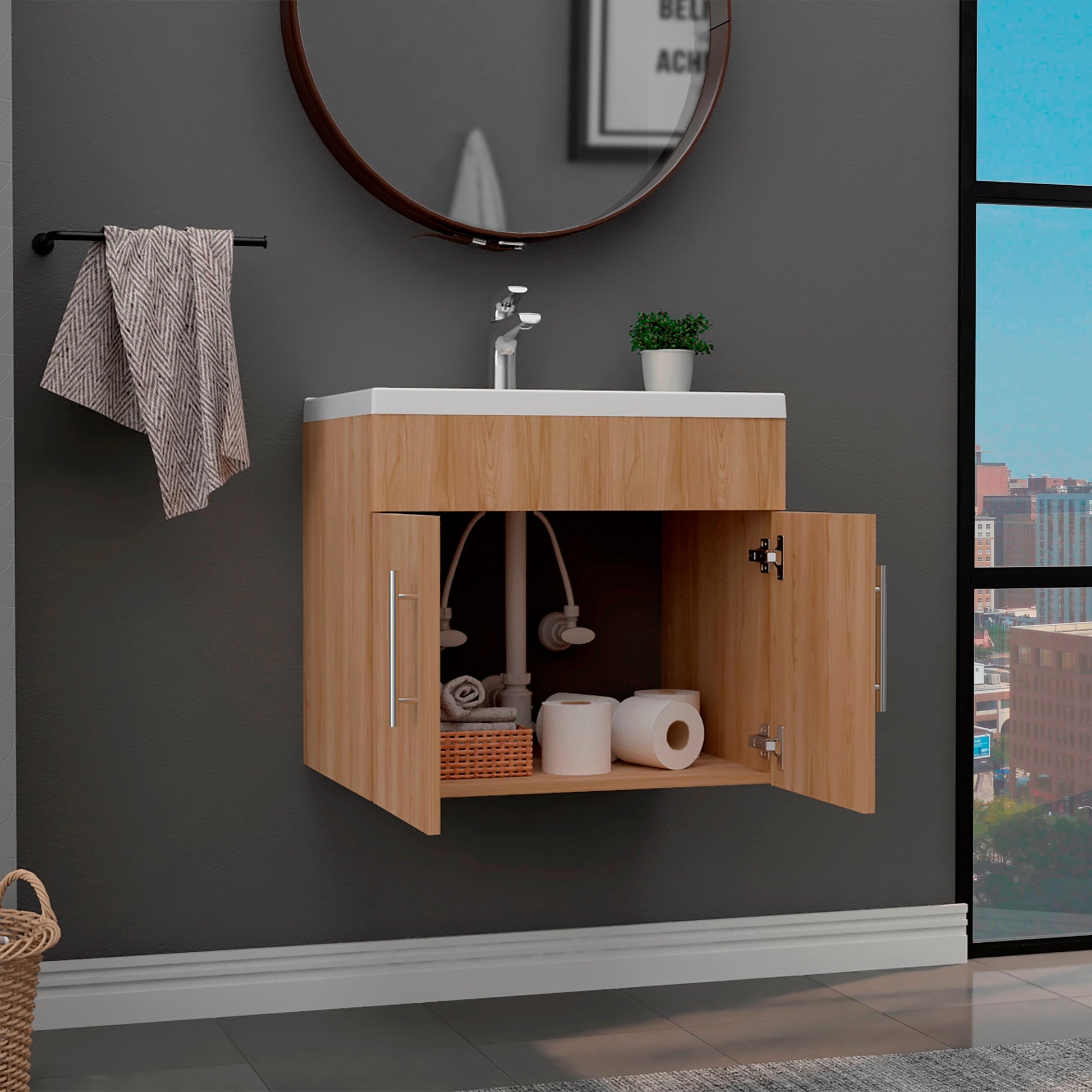 Mueble De Lavamanos Nick 56X60X45 Rta Fresno Eu
