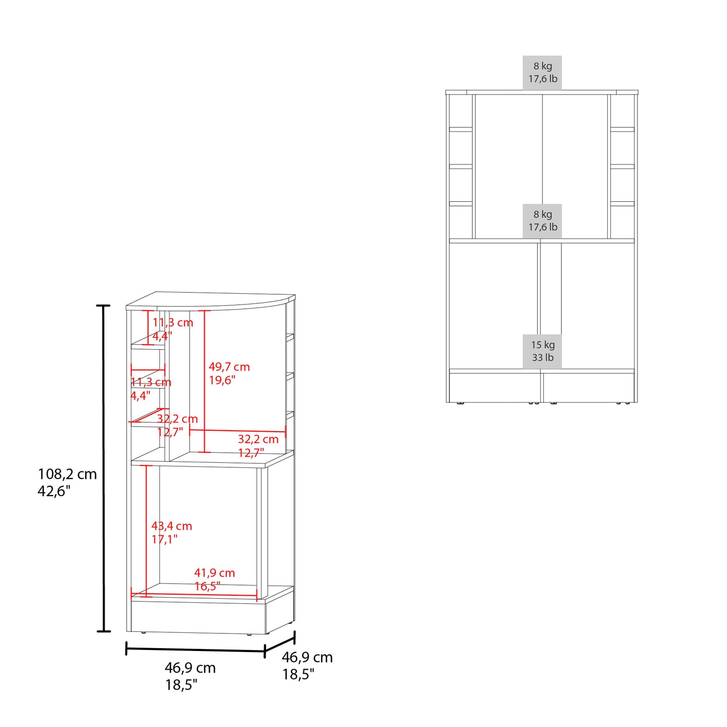 Bar Bajo Esquinero Jakes 108X46X46 Rta Fresno Zf