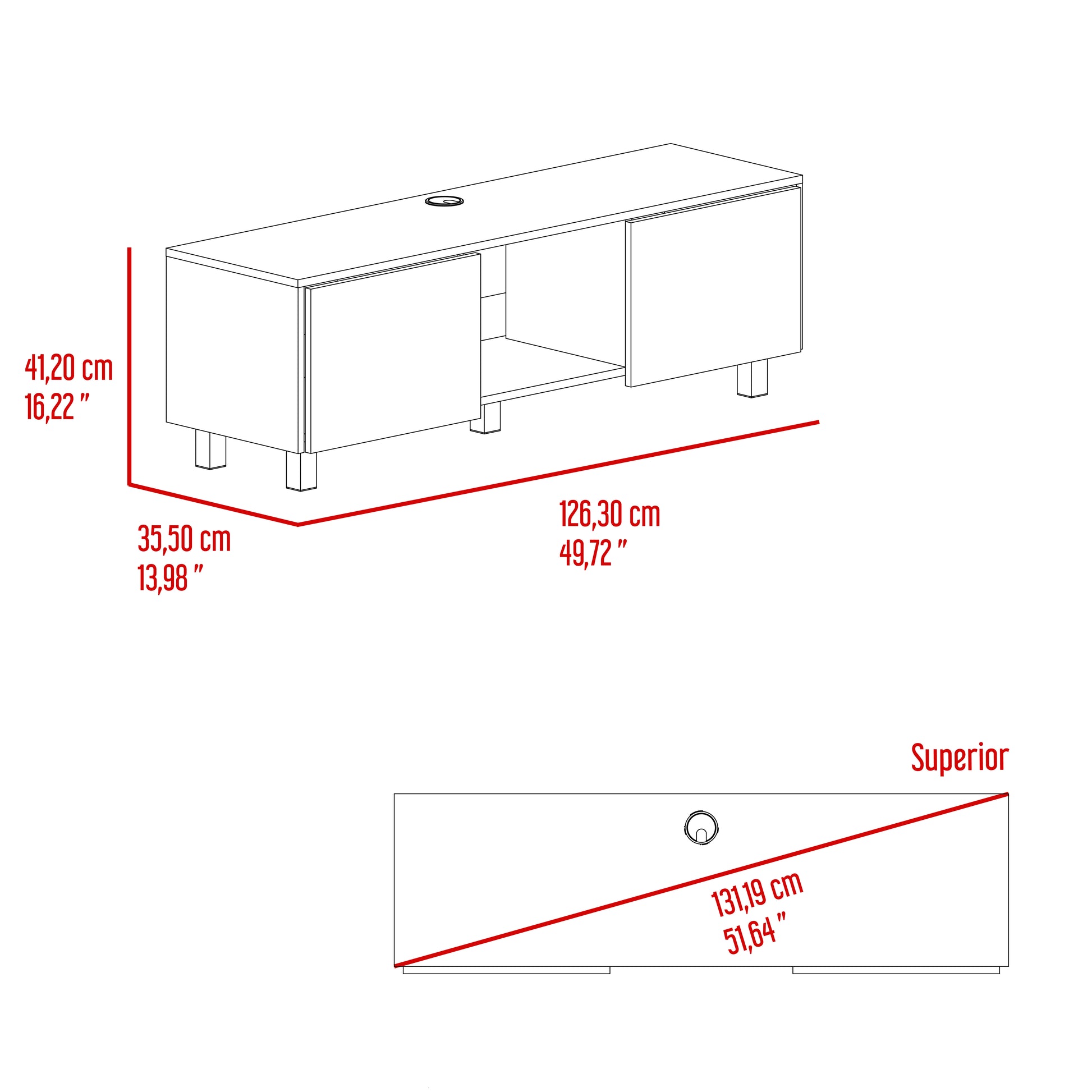 Mueble Para Tv Lazio 41X126X35 Rta Fresno Eu