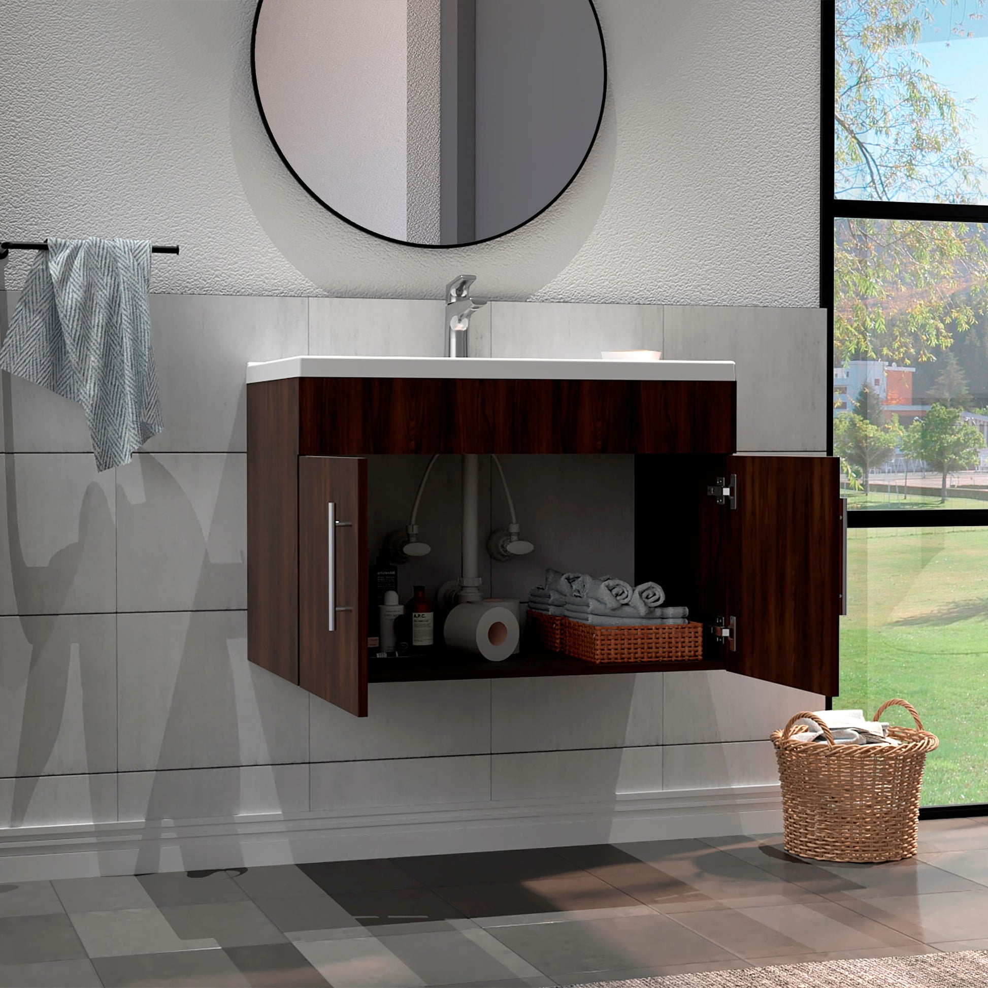 Mueble De Lavamanos Nick 56X80X45 Rta Nogal