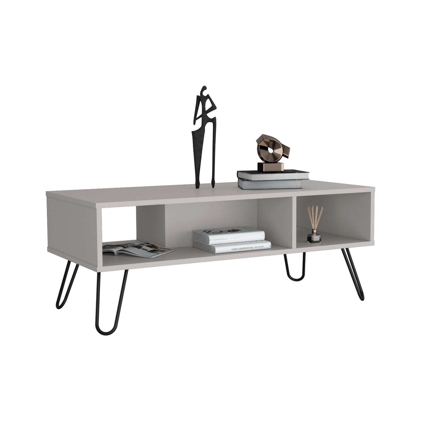 Mesa De Centro Genoa 40X101X45 Rta Gris Zf
