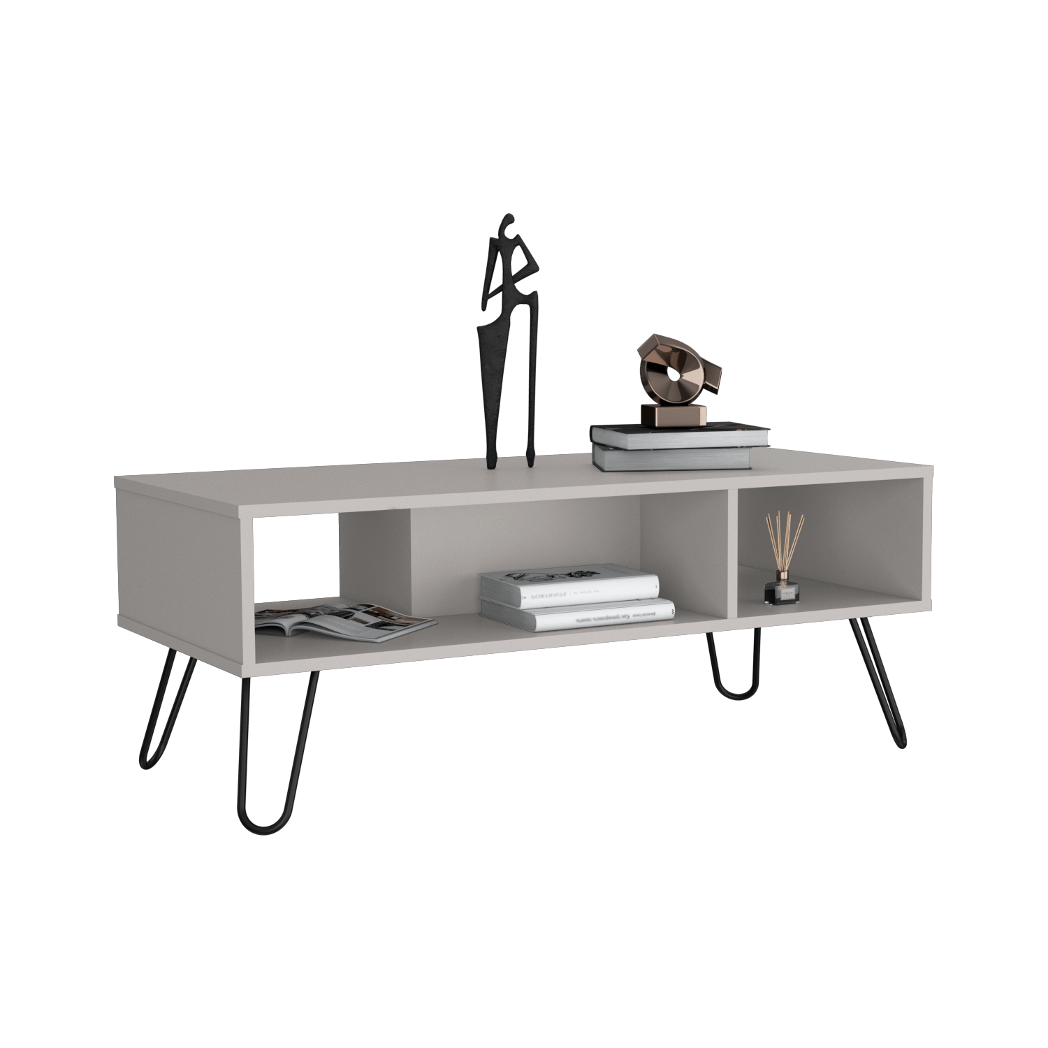 Mesa De Centro Genoa 40X101X45 Rta Gris Zf