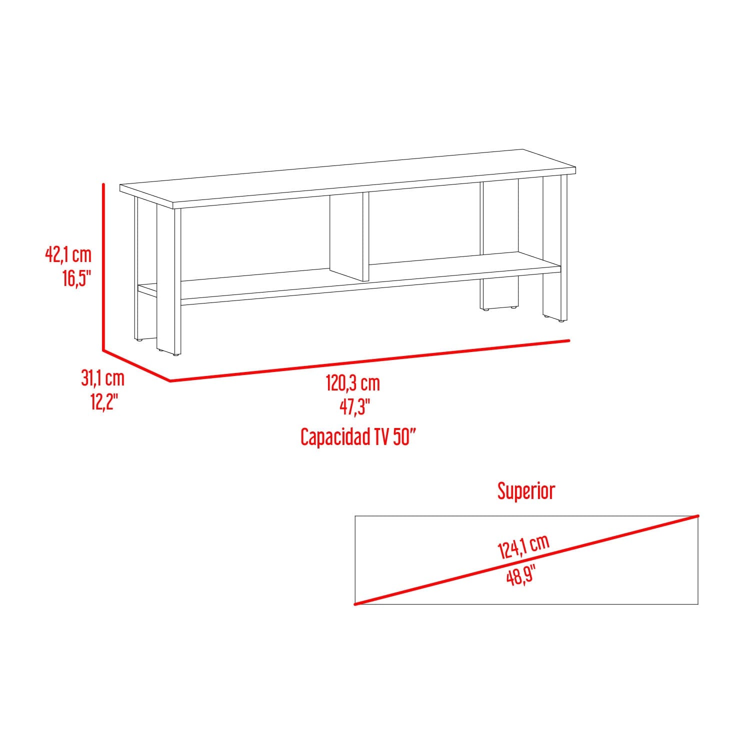 Mesa De Tv Navia 65 41X120X31 Rta Habano"