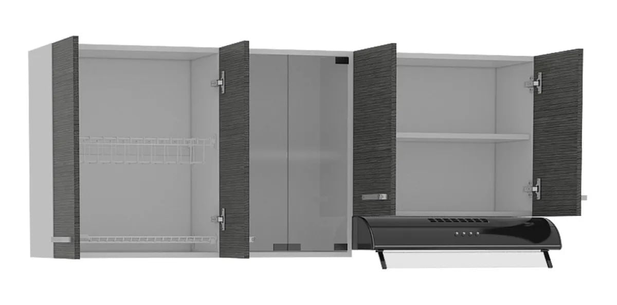 Mueble Superior De Cocina Sicilia 150 Rta Blanco + Roble Gris