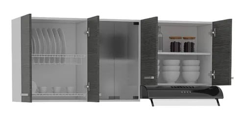 Mueble Superior De Cocina Sicilia 150 Rta Blanco + Roble Gris