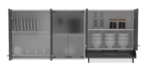 Mueble Superior De Cocina Sicilia 150 Rta Blanco + Roble Gris