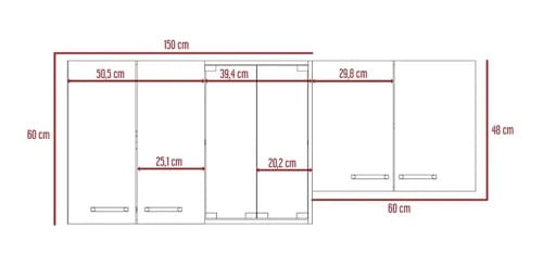 Mueble Superior De Cocina Sicilia 150 Rta Blanco + Roble Gris