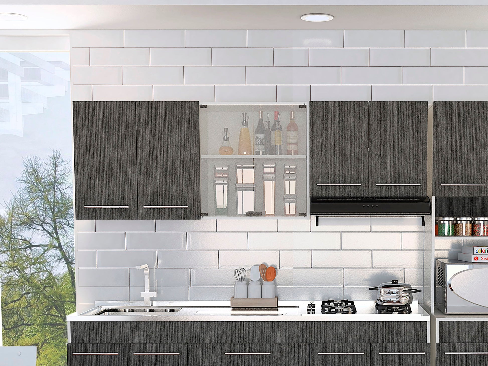 Mueble Superior Cocina 180 Bari Rta Blanco + Roble Gris