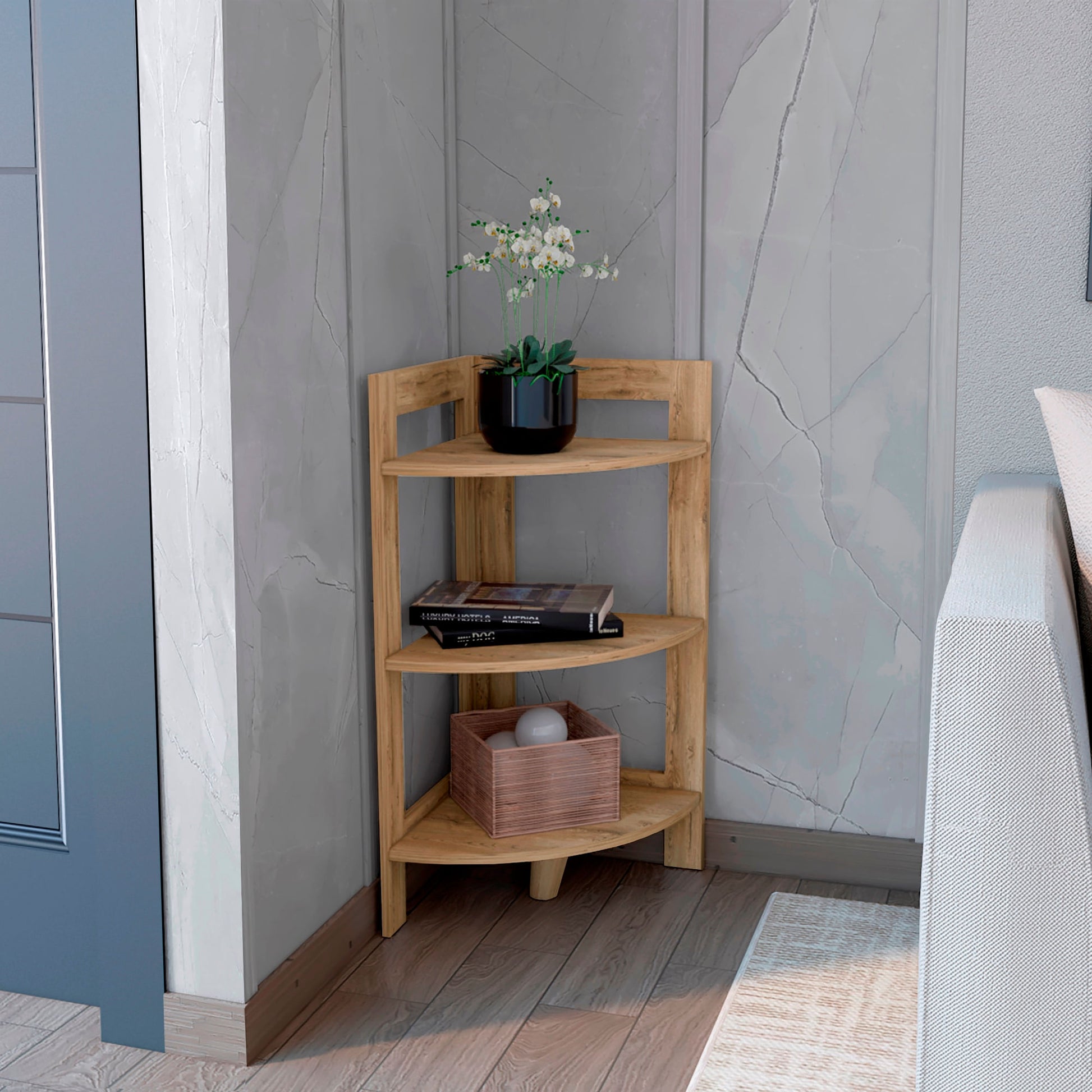 Mesa Auxiliar Esquinera Riga 80 X 39 Rta Macadamia