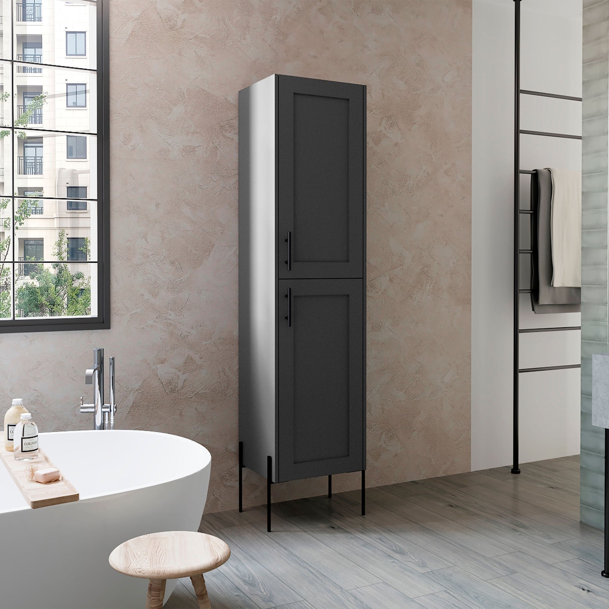 Mueble Auxliar Alto 123X39X30 Rta Plomo Zf