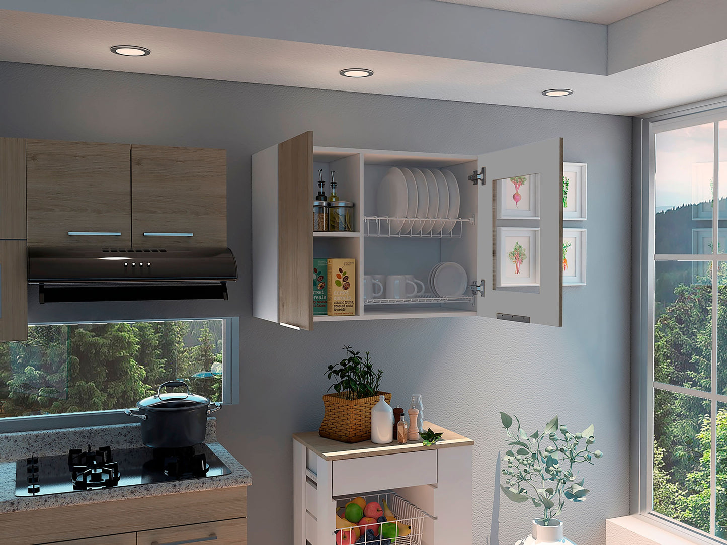 Mueble Superior Cocina Forte Rta Blanco + Rovere