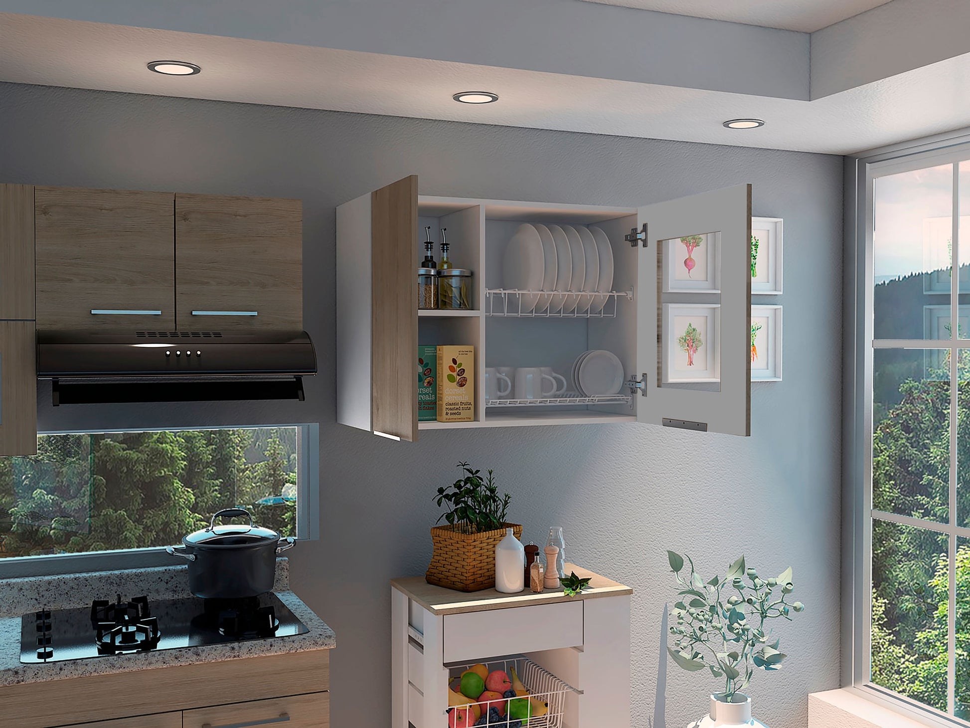 Mueble Superior Cocina Forte Rta Blanco + Rovere