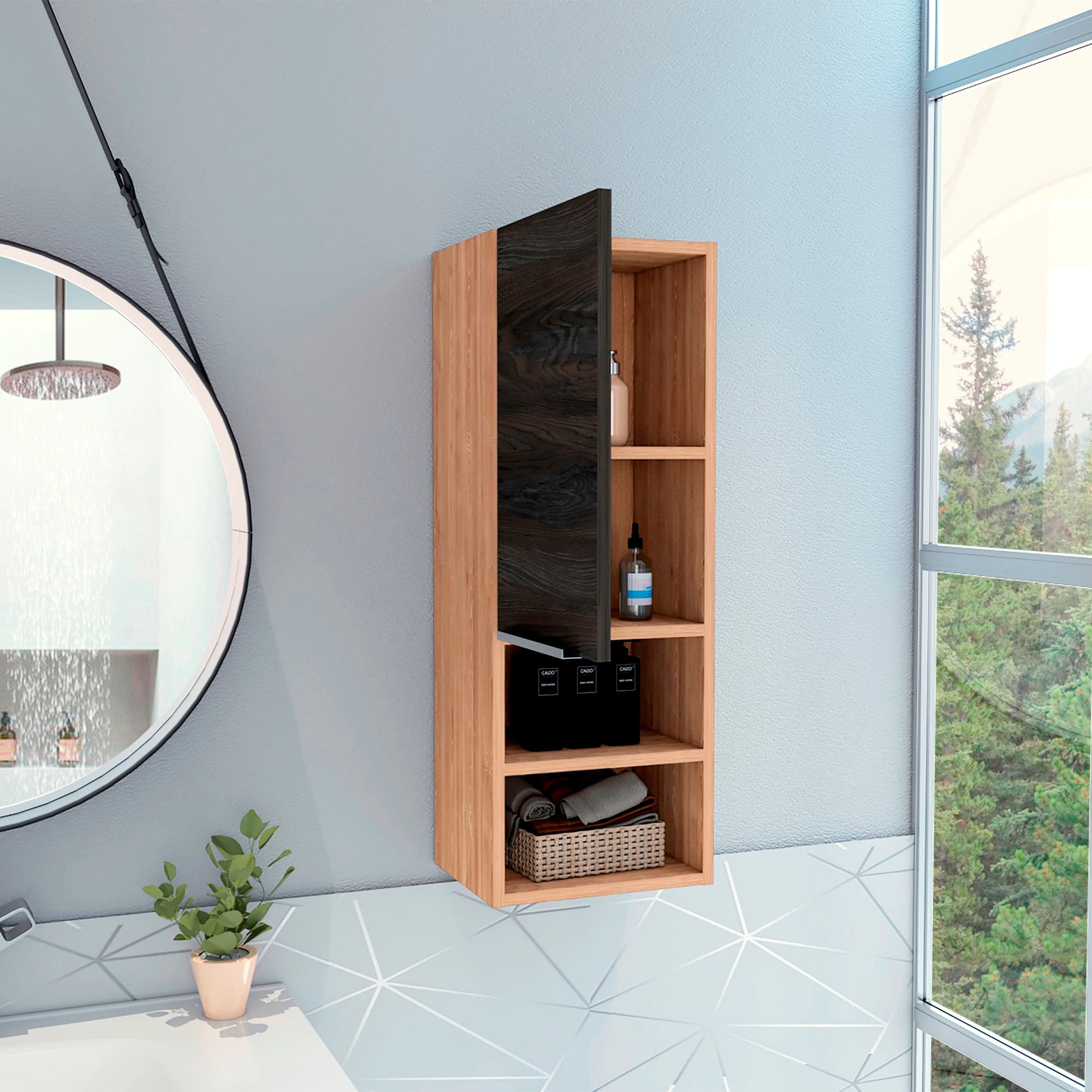 Mueble Auxiliar De Baño Mila Rta Miel Carbon