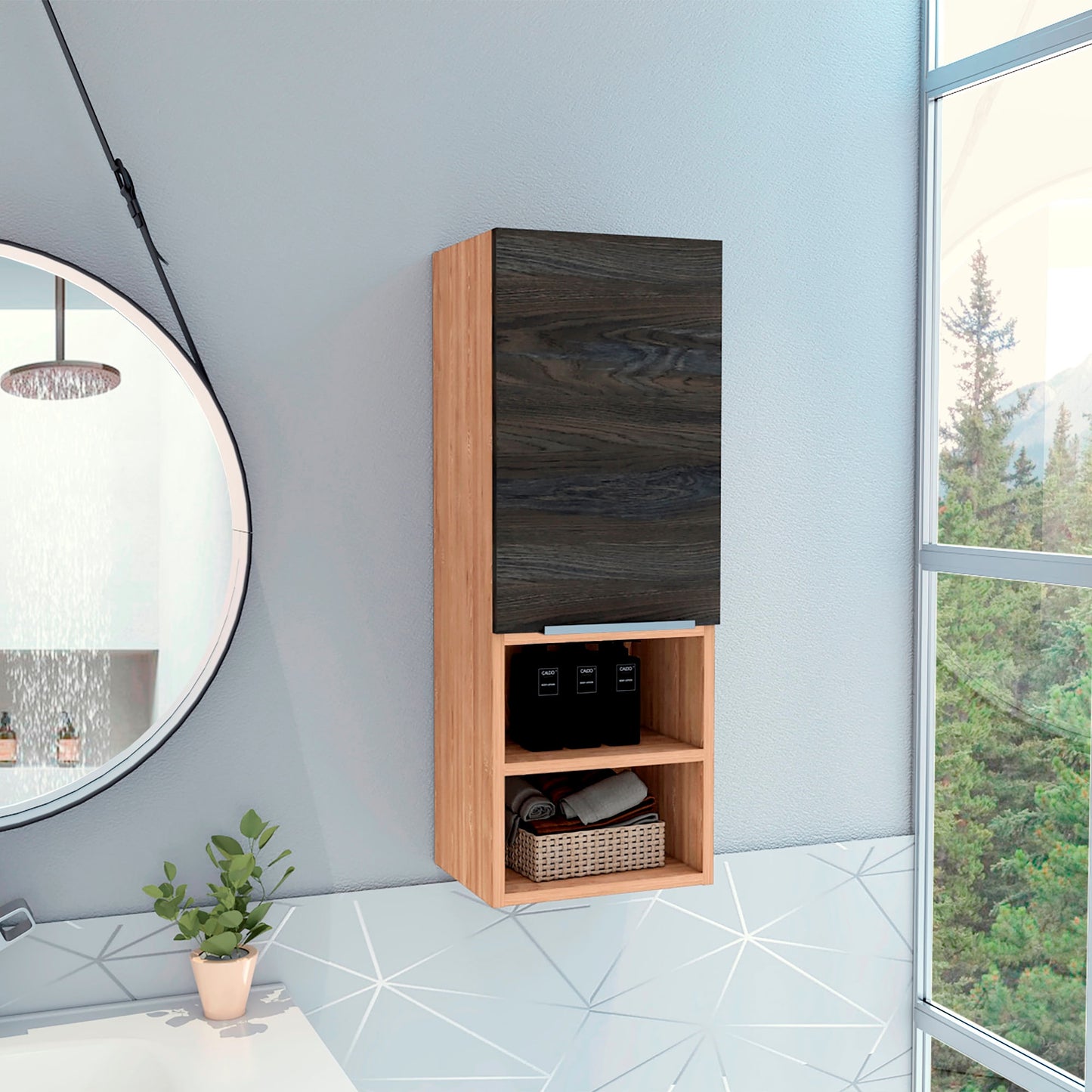 Mueble Auxiliar De Baño Mila Rta Miel Carbon