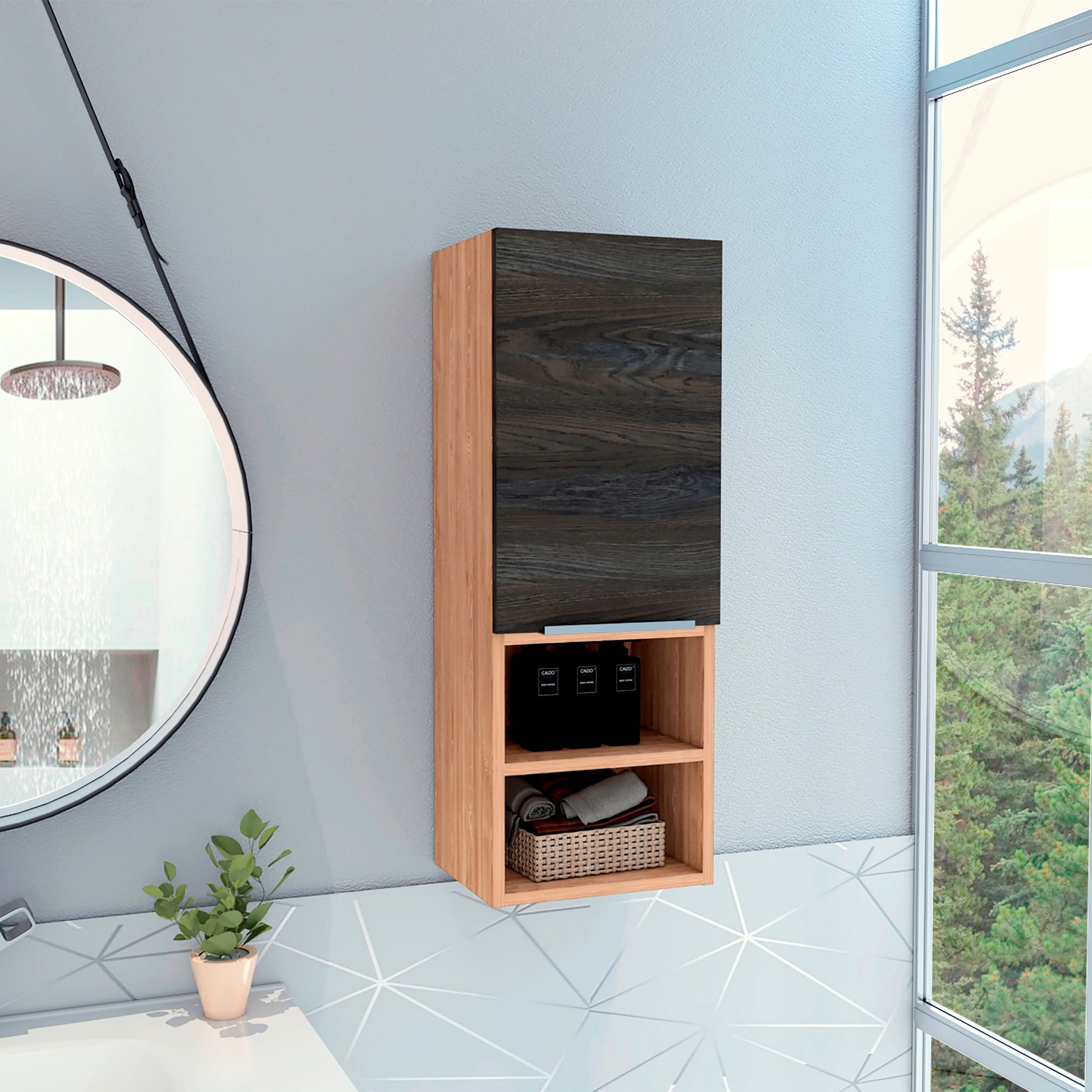 Mueble Auxiliar De Baño Mila Rta Miel Carbon