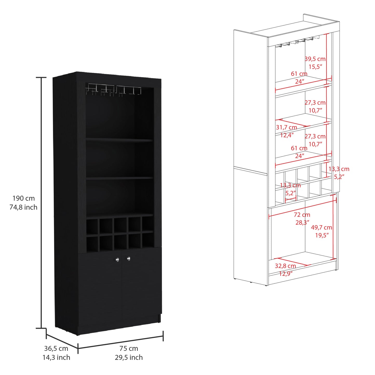 Mueble Bar Nebo 190X75X36 Rta Wengue Zf