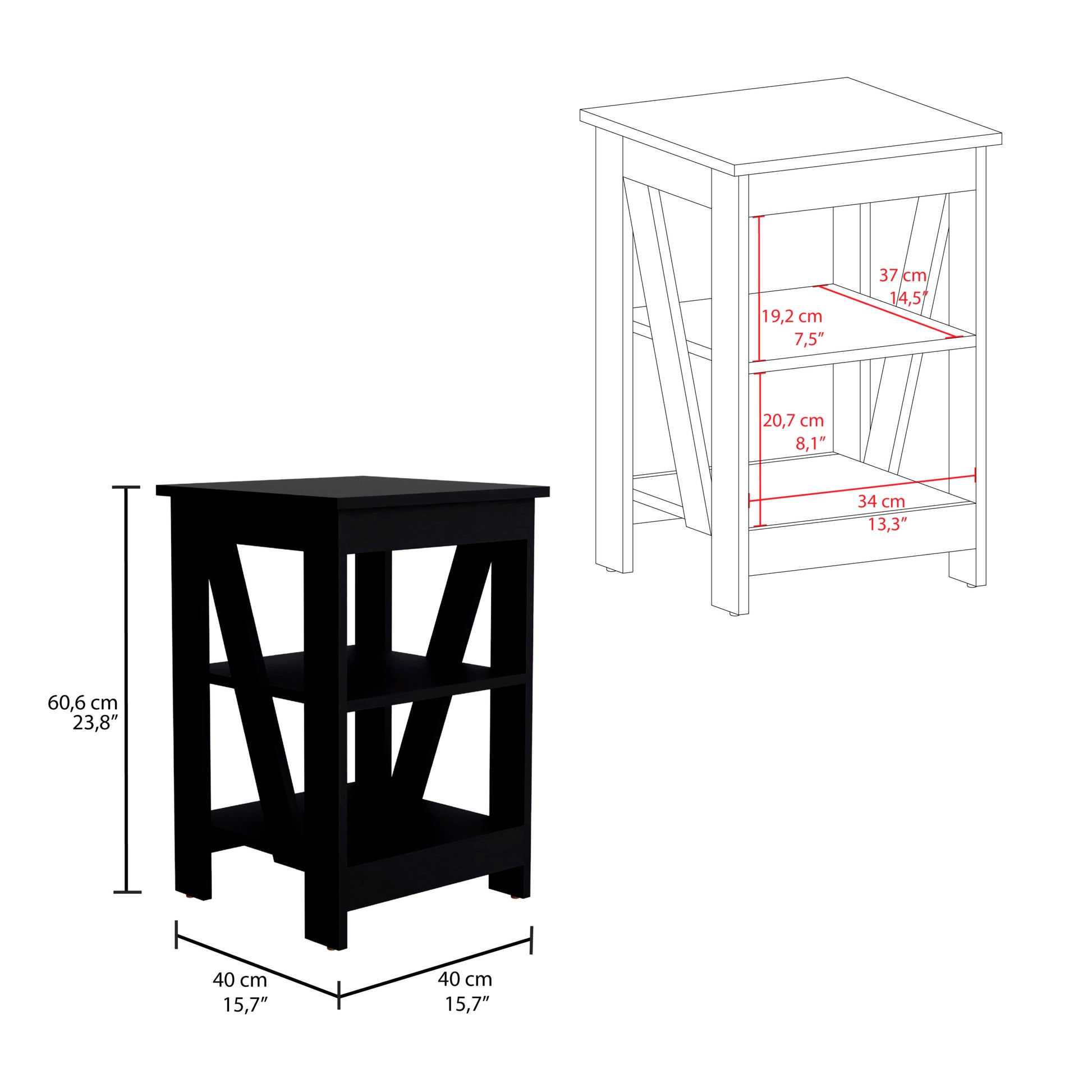 Mesa Auxiliar Taylor 60X40X40 Rta Wengue Zf