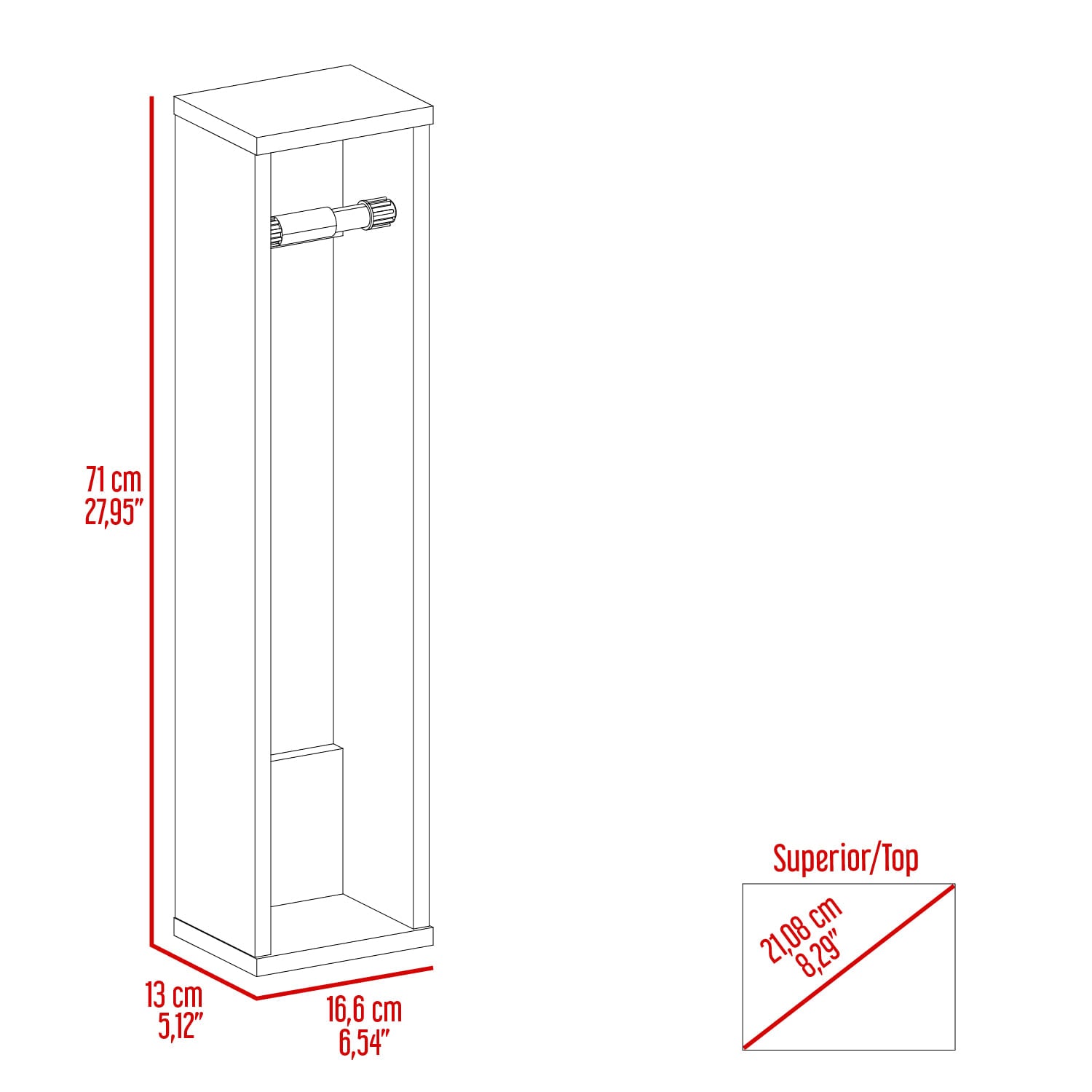 Mueble Organizador Bali Baño 71X16X13 Rta Wengue Zf