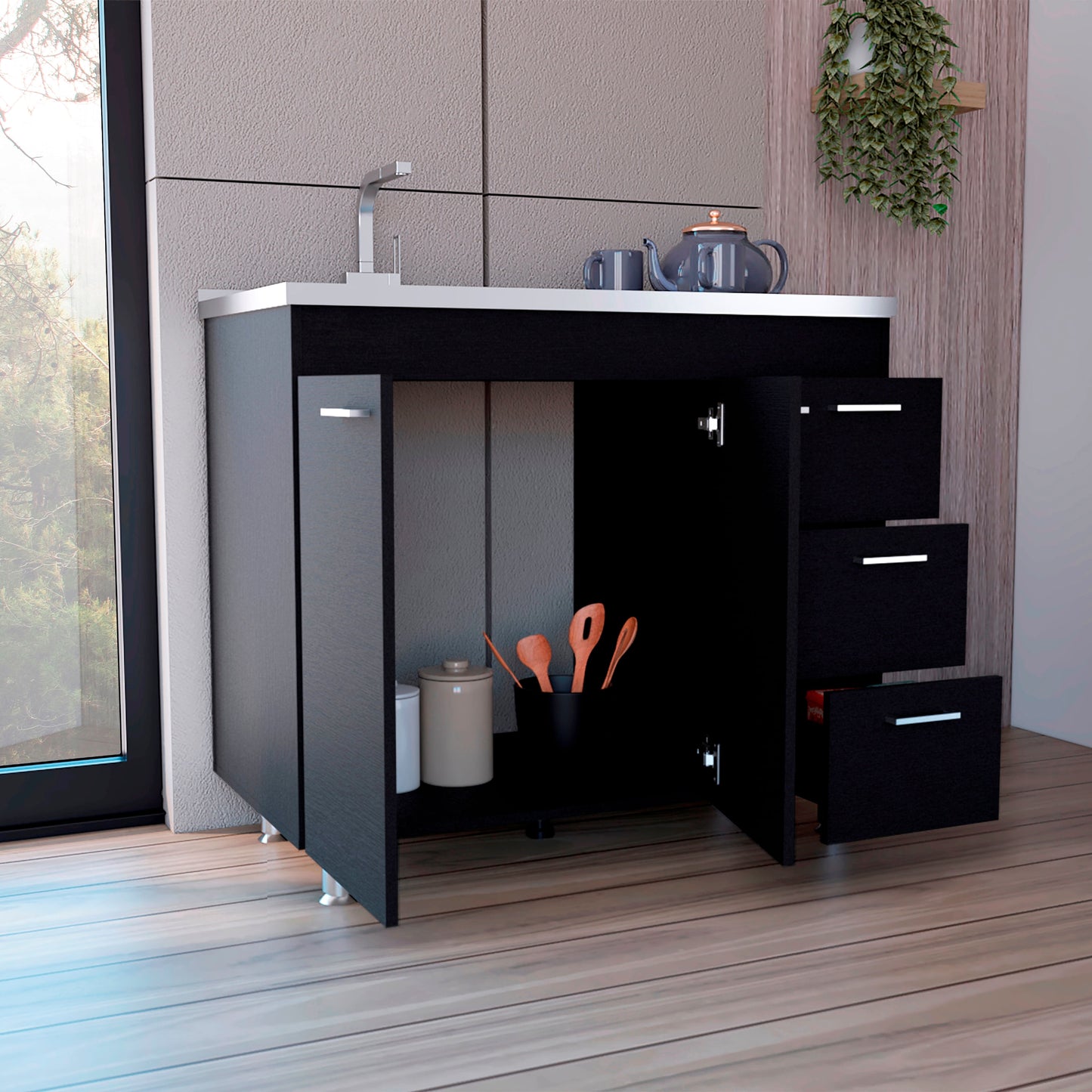 Mueble Inferiro Cocina 100 Ferreti Rta Wengue Zf