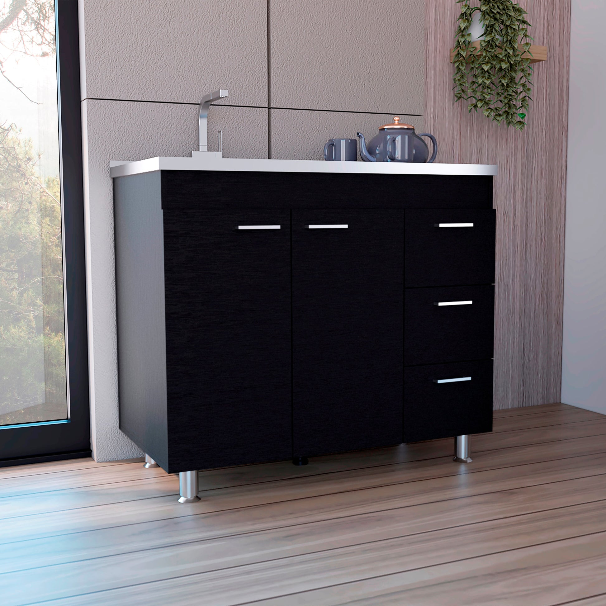 Mueble Inferiro Cocina 100 Ferreti Rta Wengue Zf