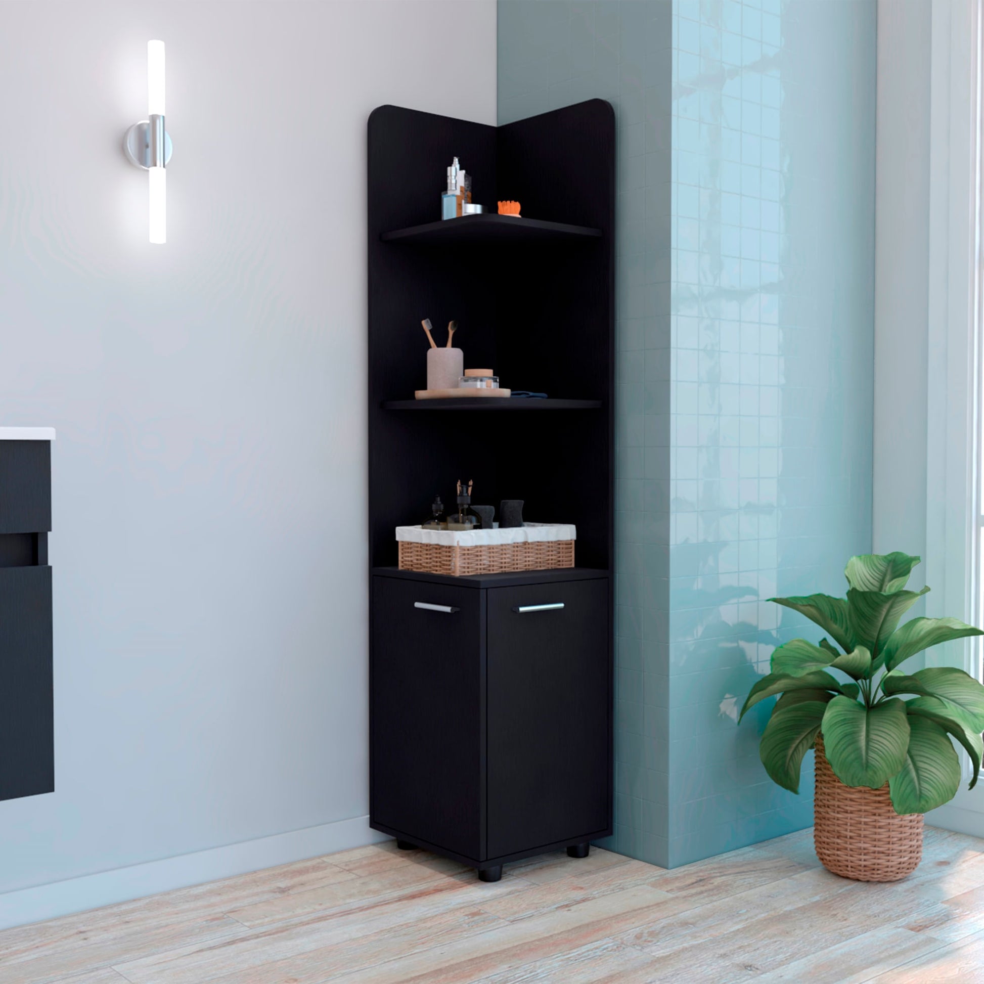 Mueble De Baño Esquinero 158X37 Malibu Rta Wengue Zf