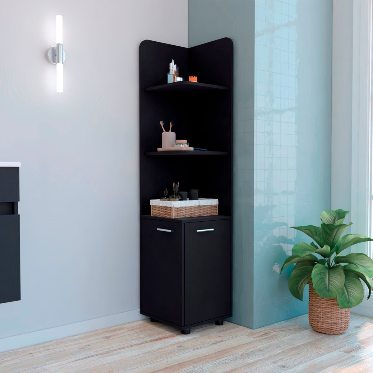 Mueble De Baño Esquinero 158X37 Malibu Rta Wengue Zf N/A