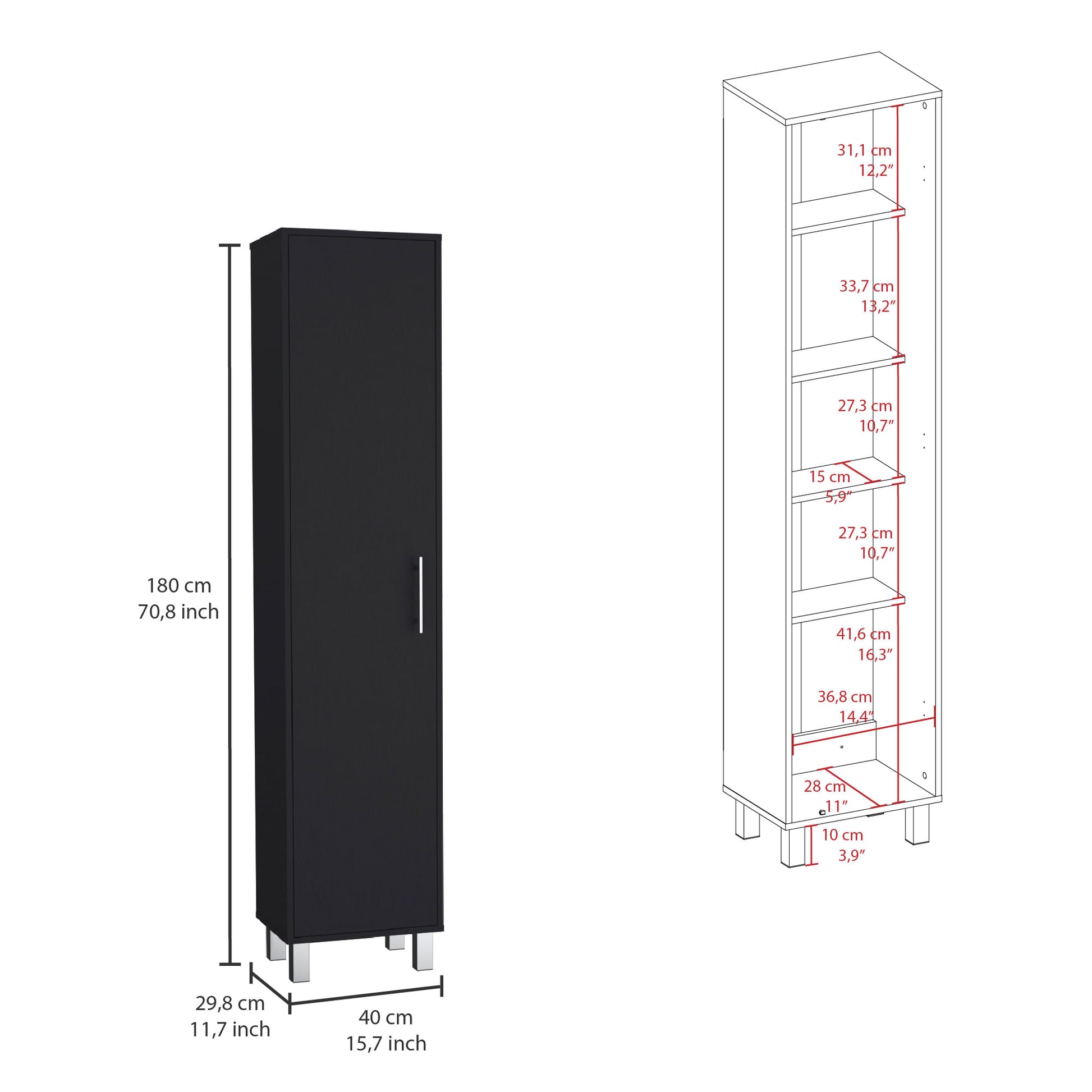 Mueble De Aseo Laska 180X40X30 Rta Wengue Zf