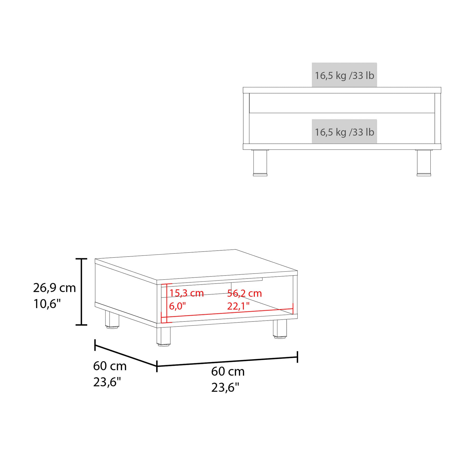 Mesa De Centro Eclipse 26X60X60 Rta Wengue Zf