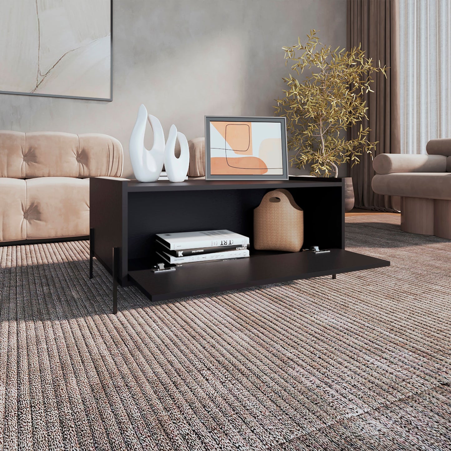 Mesa De Centro Shanghai 39X84X77 Rta Wengue Zf