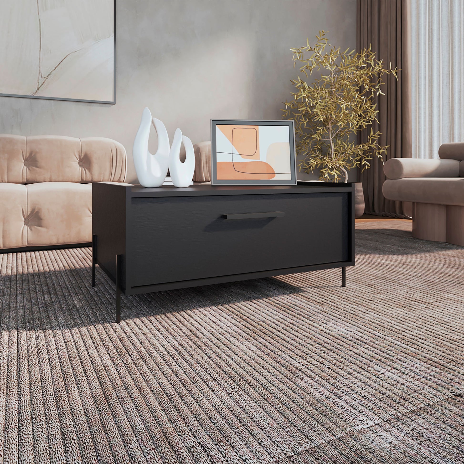 Mesa De Centro Shanghai 39X84X77 Rta Wengue Zf