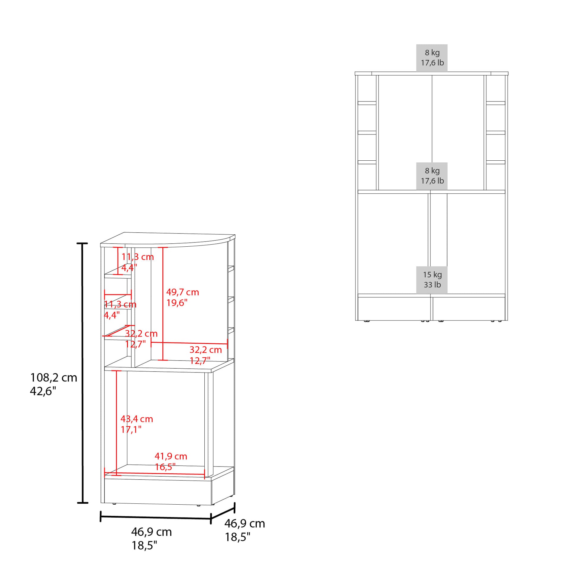 Bar Bajo Esquinero Jakes 108X46X46 Rta Wengue