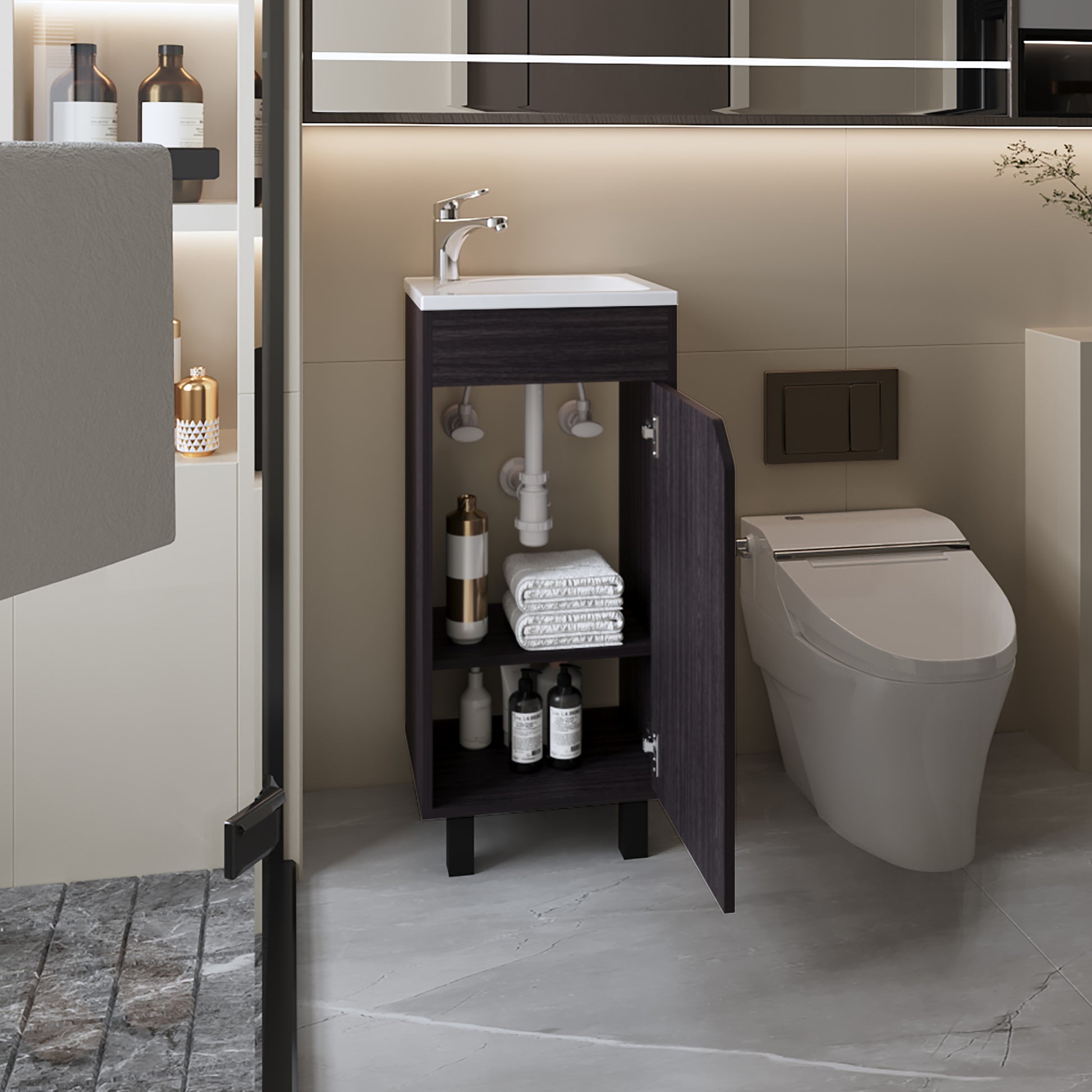 Mueble De Baño A Piso Bethel 40 86X39,6X34,5 Rta Wengue Zf