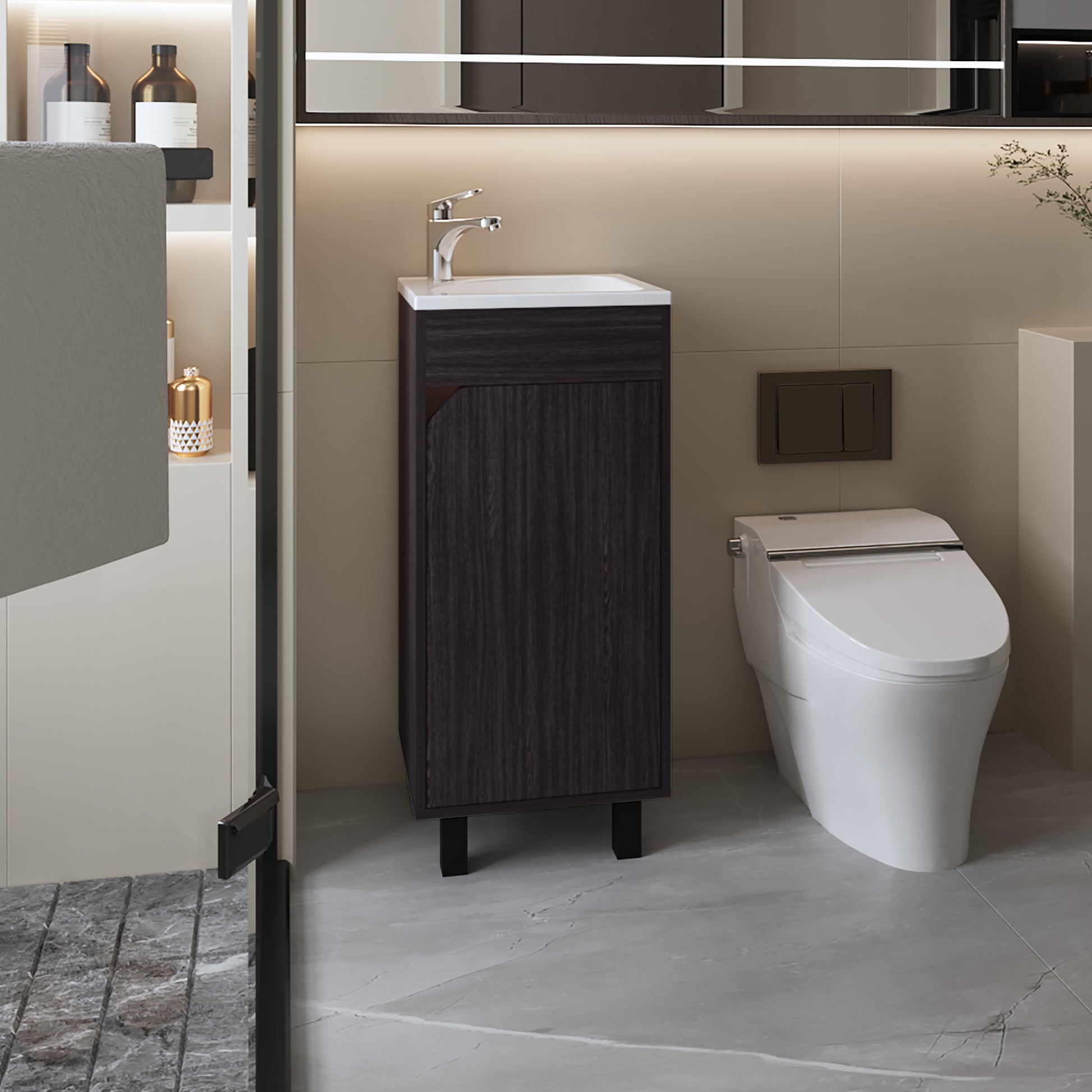 Mueble De Baño A Piso Bethel 40 86X39,6X34,5 Rta Wengue Zf