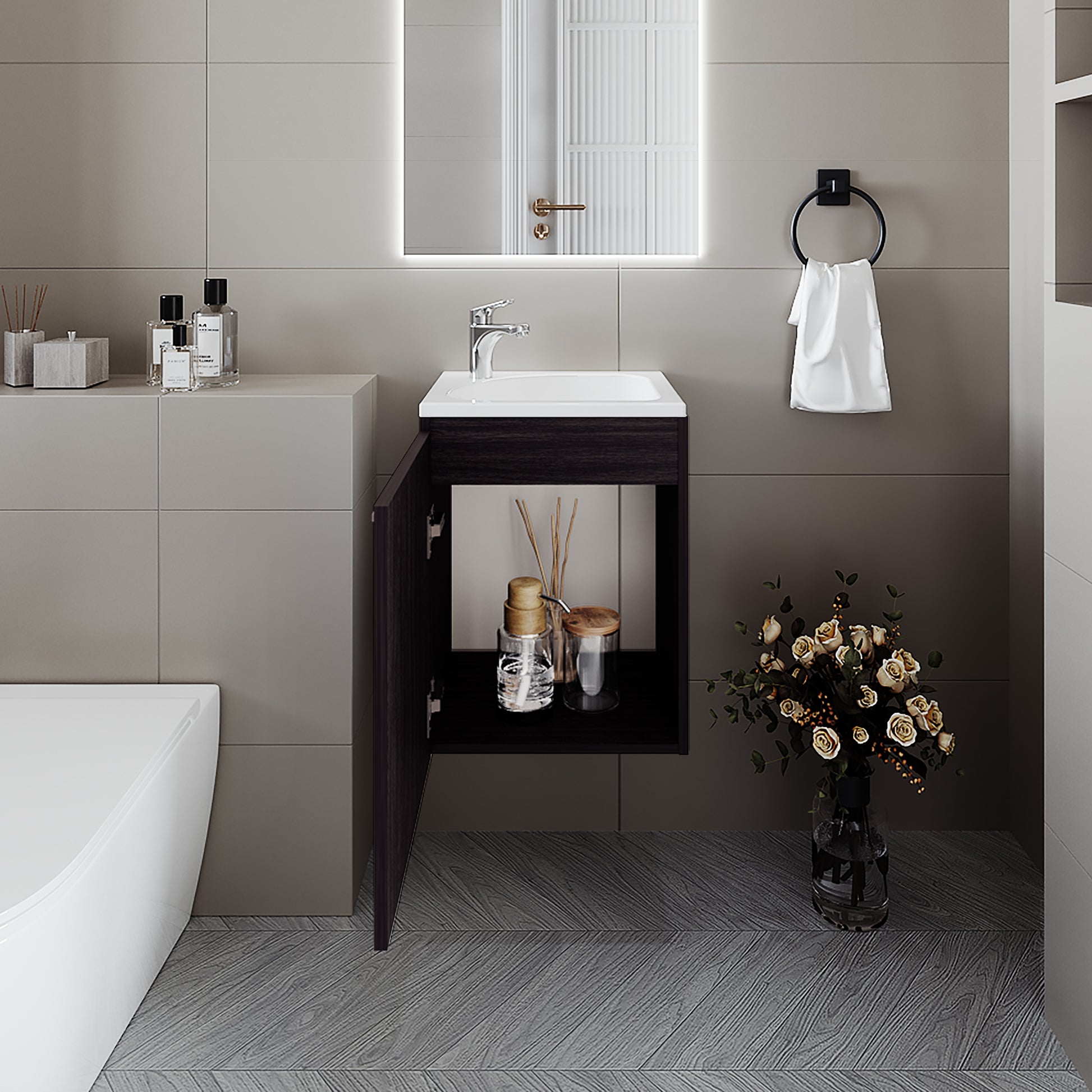 Mueble De Baño Saju 30X50X39 Rta Wengue Zf