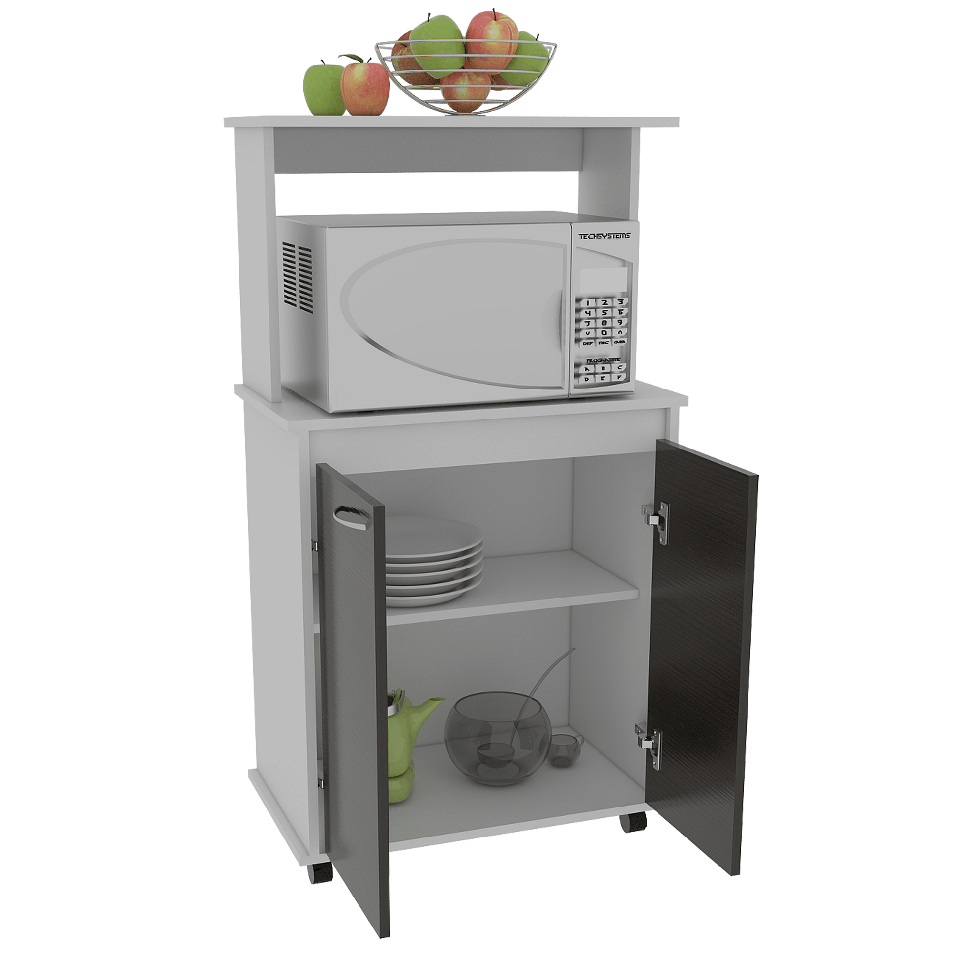 Mueble Microondas Bajo Italia Rta Blanco + Wengue