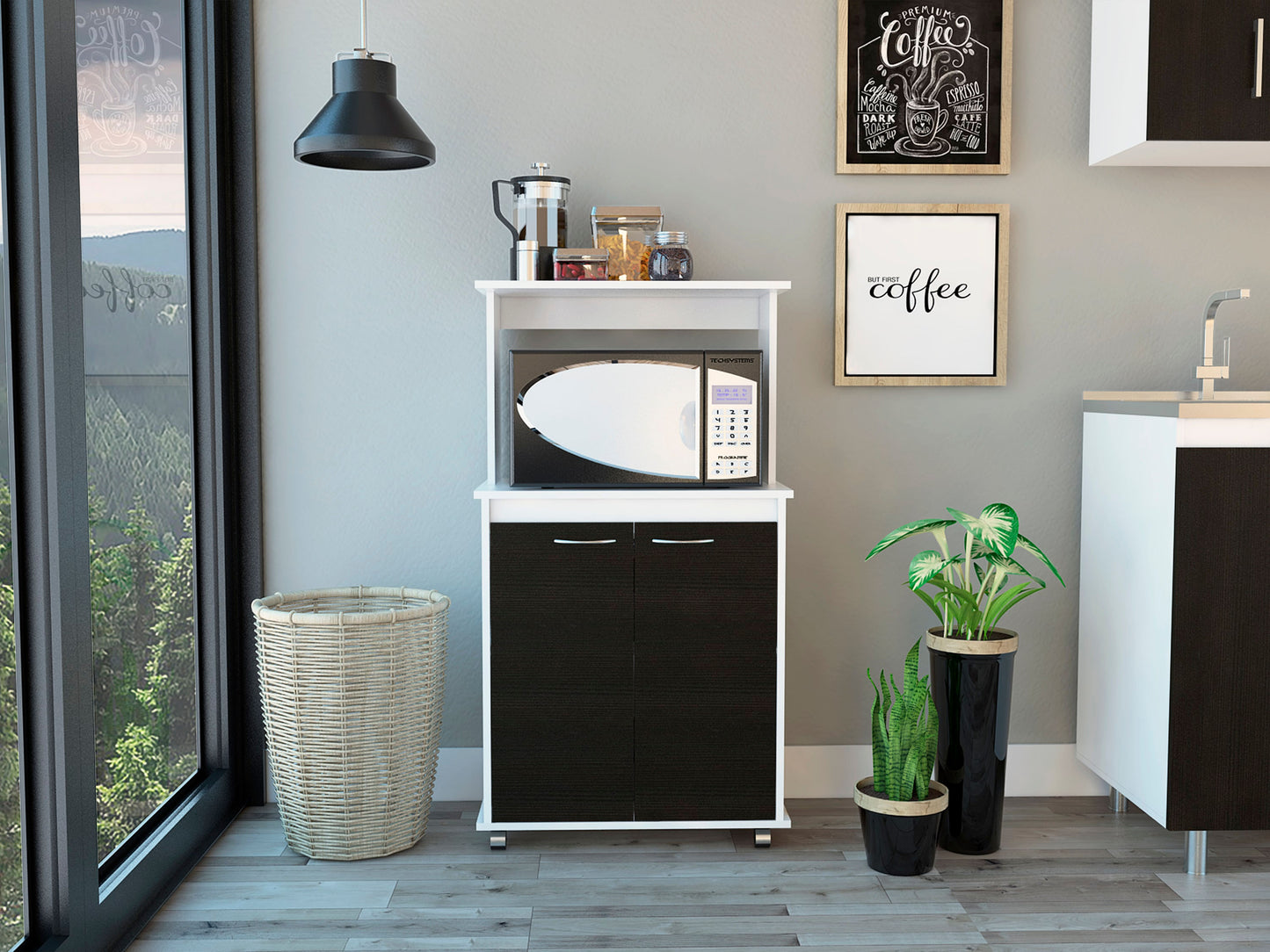 Mueble Microondas Bajo Italia Rta Blanco + Wengue