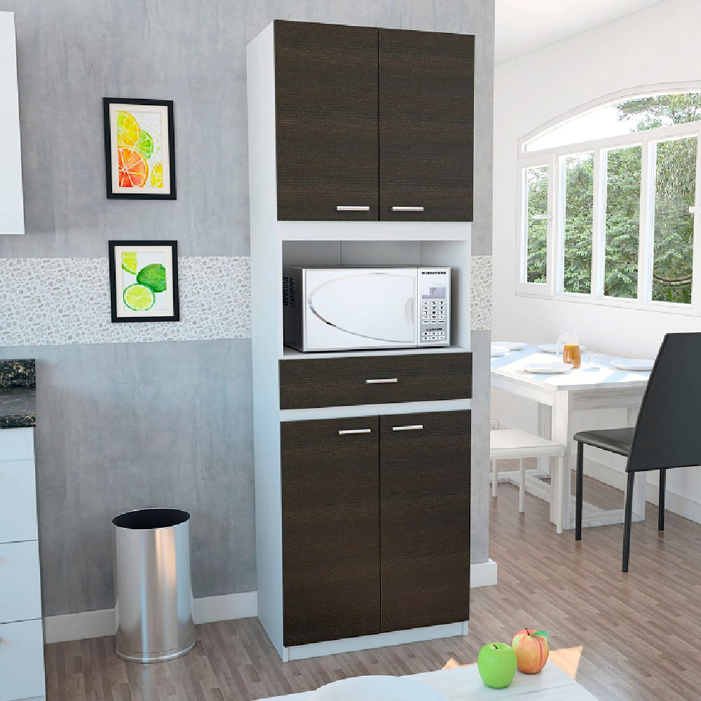 Modulo Microondas Bau Blanco+Wengue