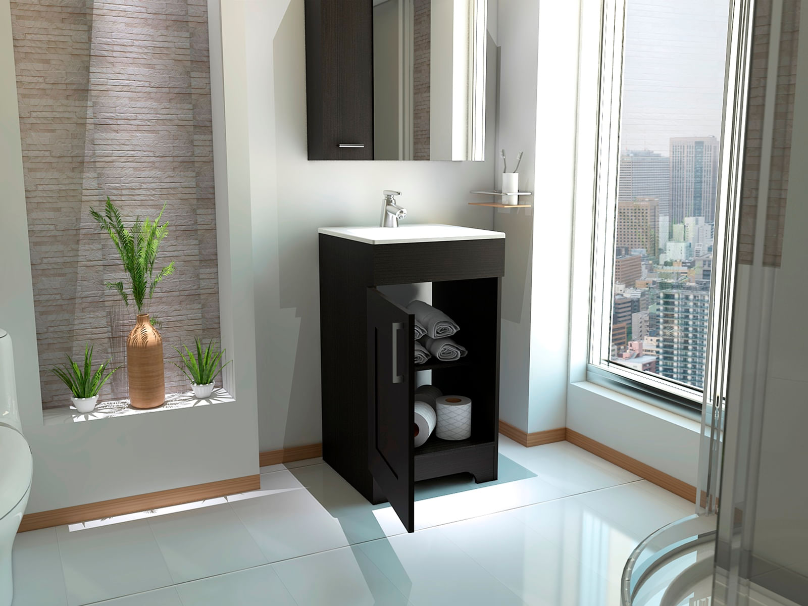Mueble Lavamanos Barcelona 2 Rta Wengue N/A