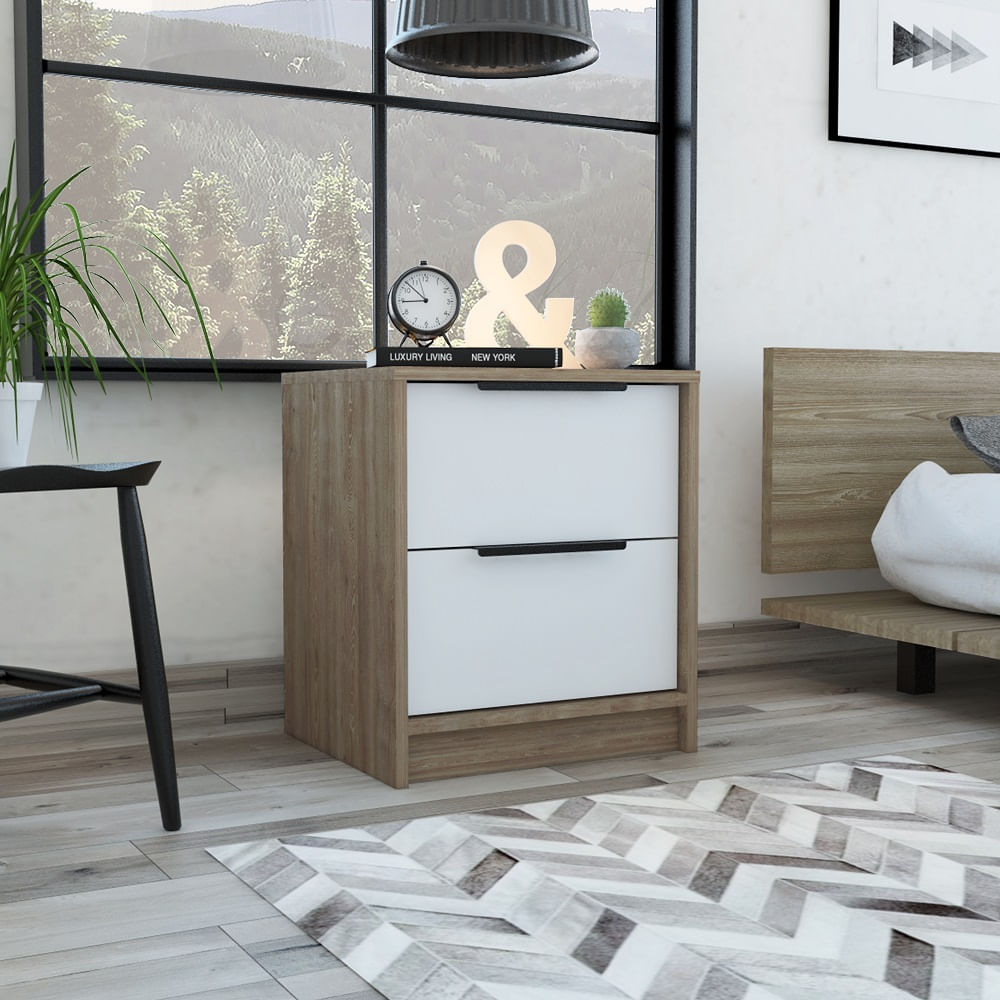 Mesa De Noche Kaia Miel+Blanco
