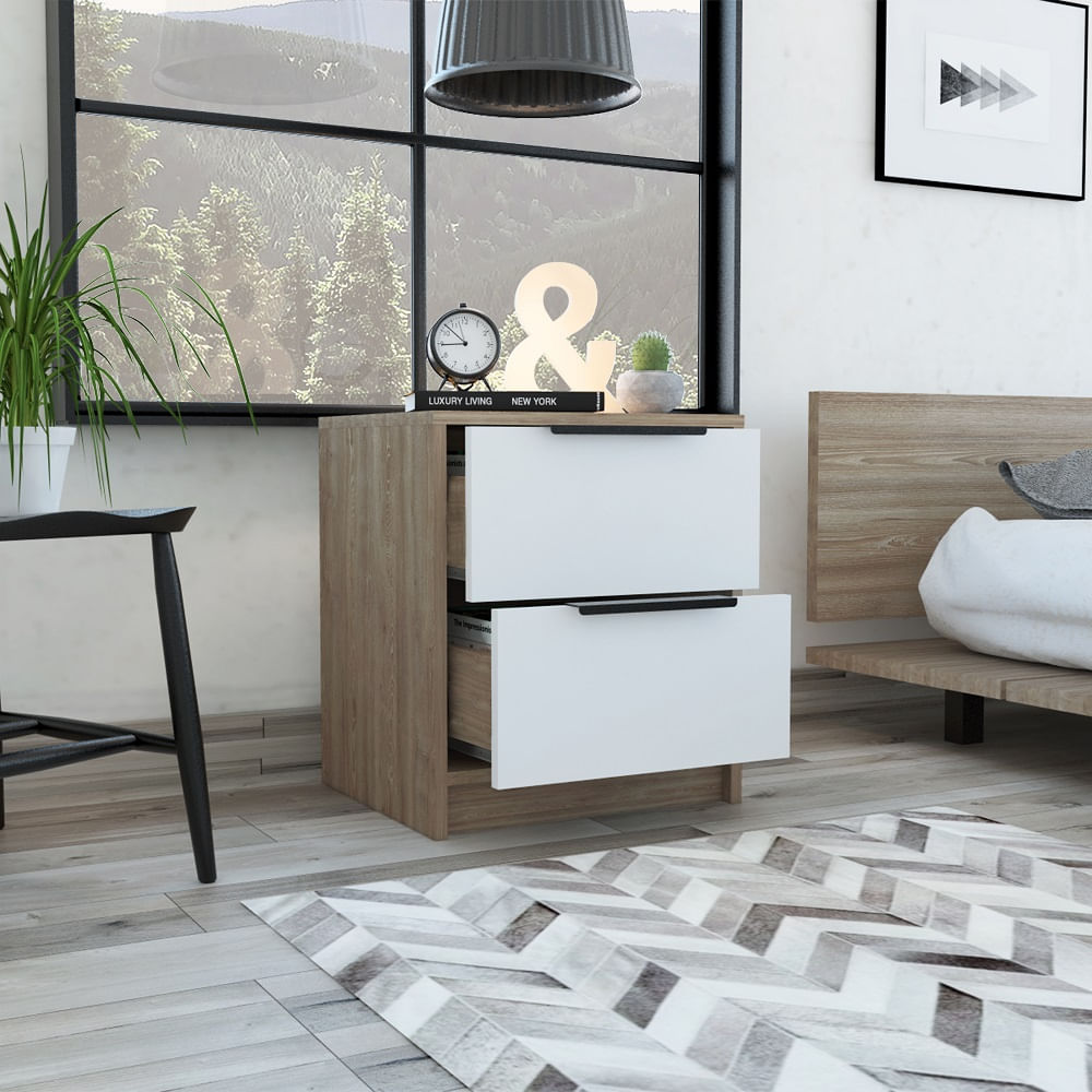 Mesa De Noche Kaia Miel+Blanco N/A