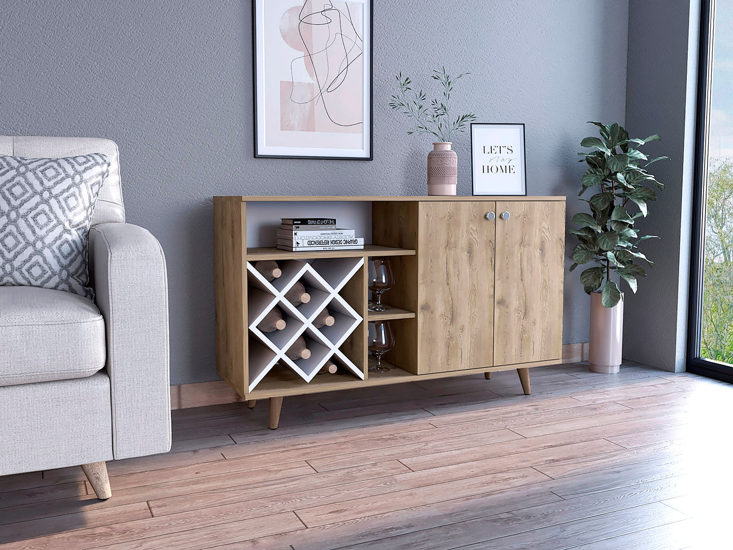 Mueble Bar Vithi Rta Macadamia + Blanco