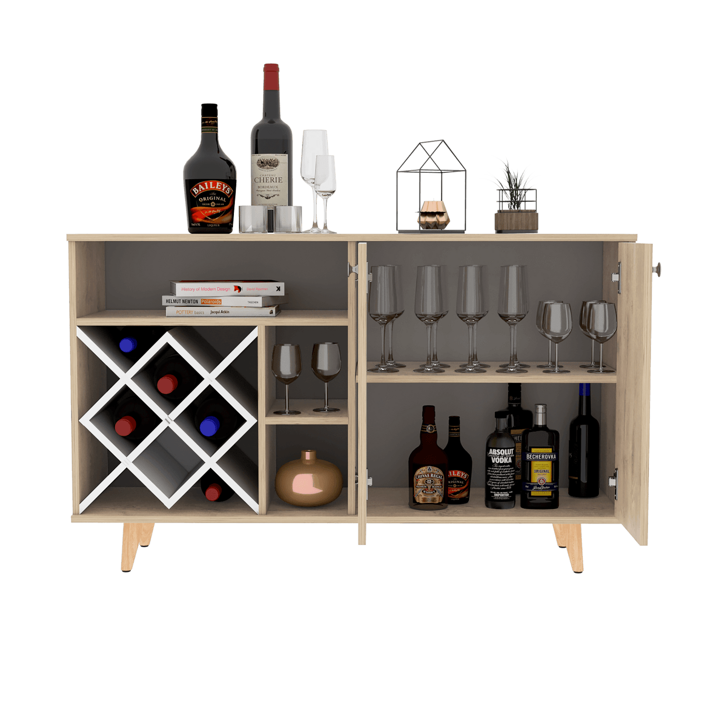 Mueble Bar Vithi Rta Macadamia + Blanco