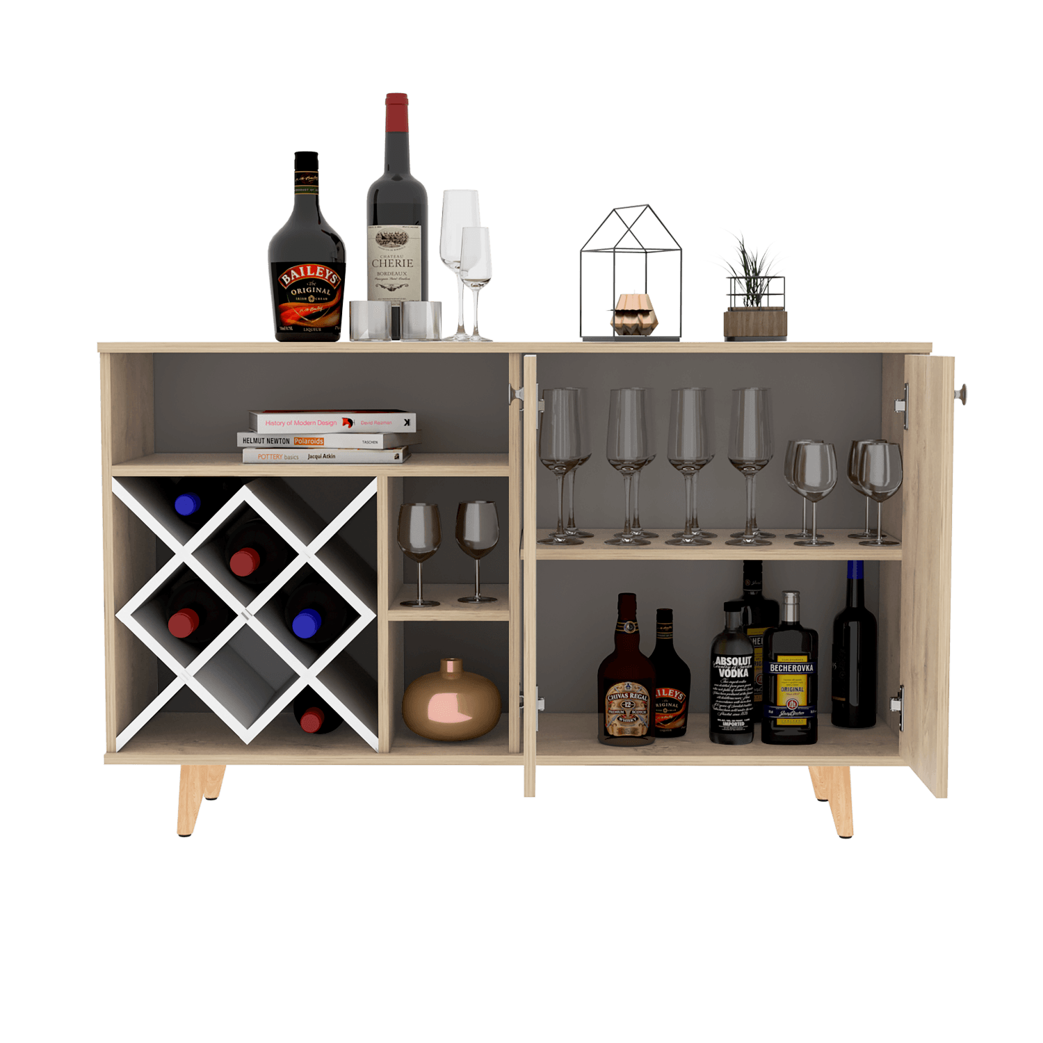 Mueble Bar Vithi Rta Macadamia + Blanco