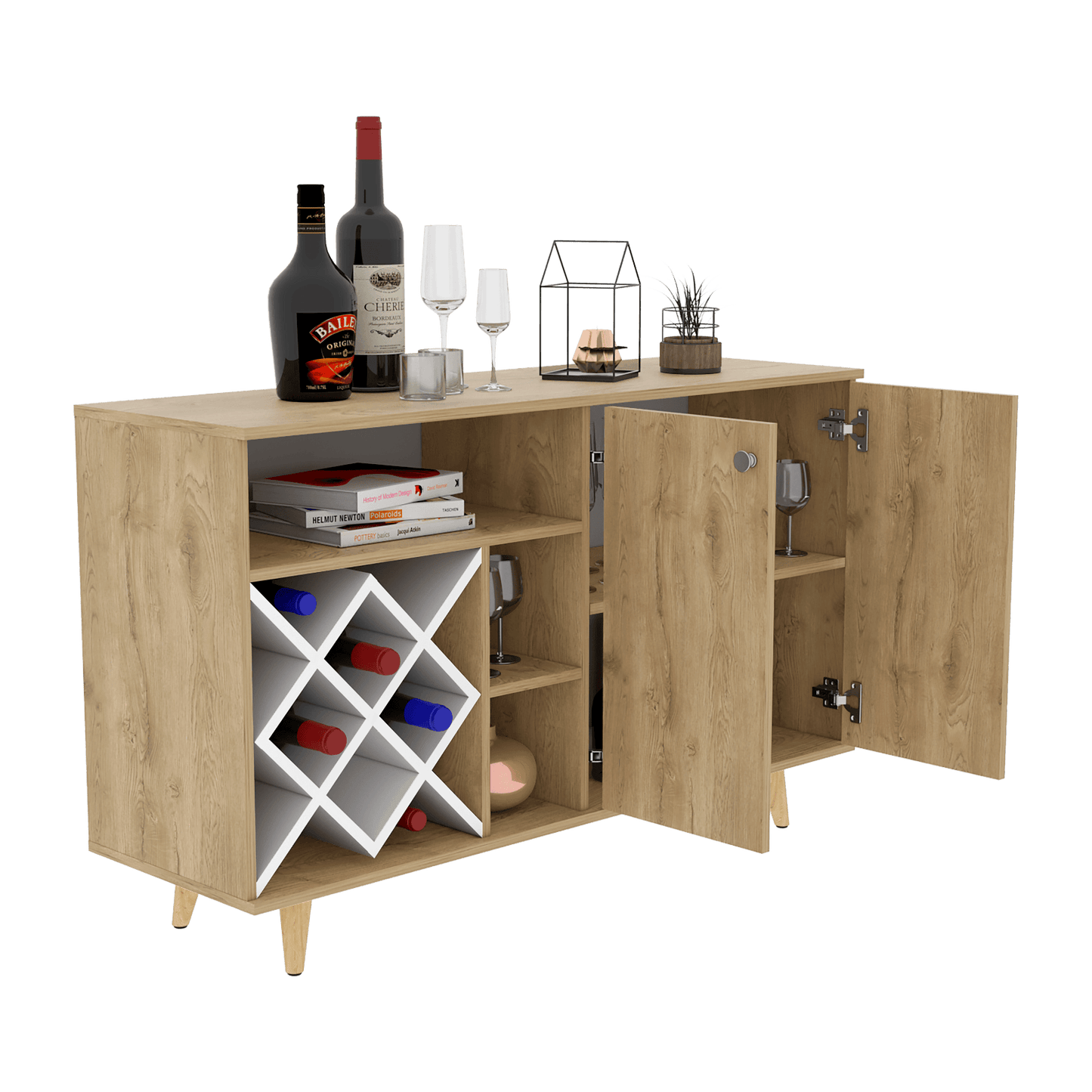 Mueble Bar Vithi Rta Macadamia + Blanco