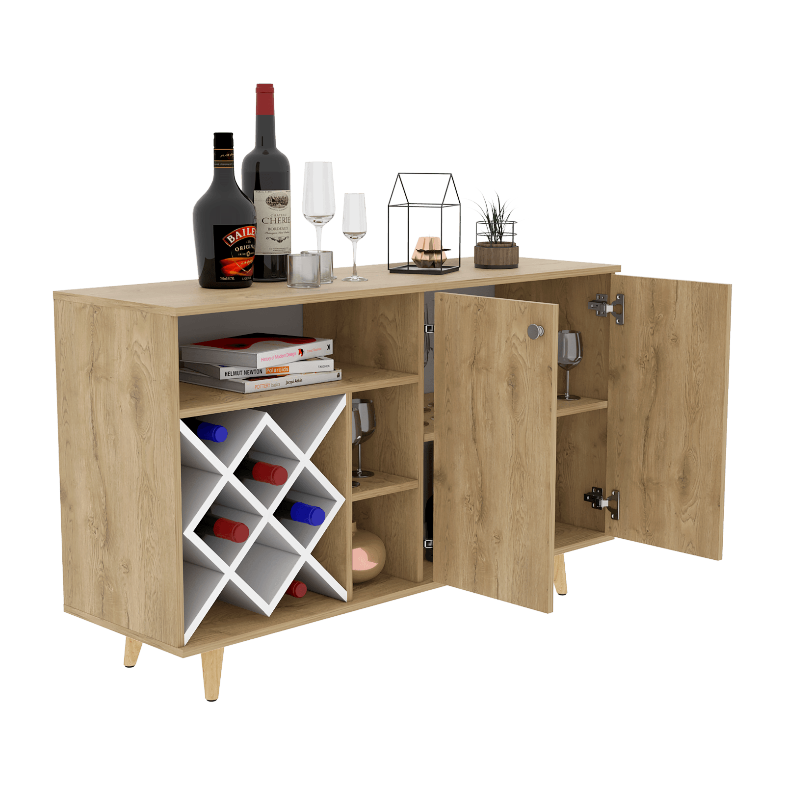 Mueble Bar Vithi Rta Macadamia + Blanco