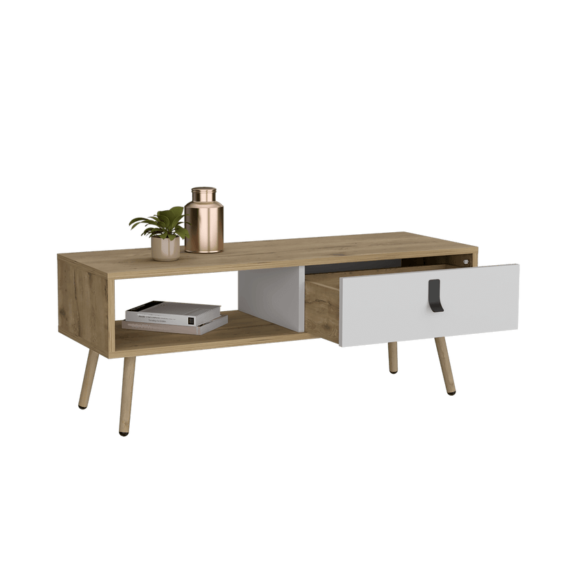 Mesa De Centro Huna 104 X 40 Rta Macadamia Blanco