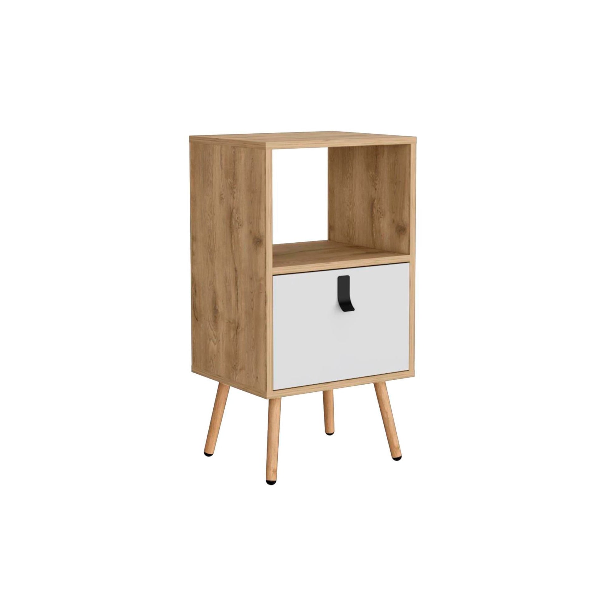 Mesa De Noche 1 Cajon Huna Rta Blanco Macadamia