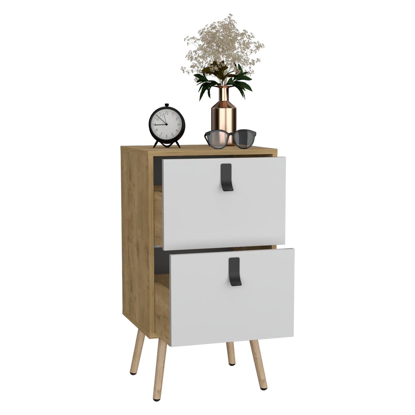 Mesa De Noche 2 Cajon Huna Rta Blanco Macadamia