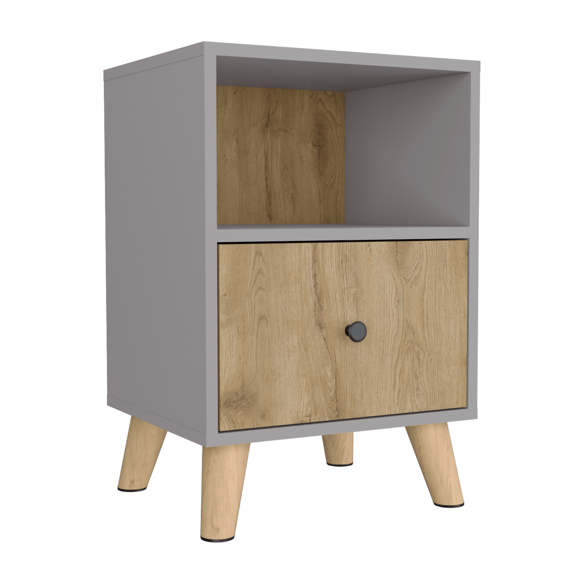 Mesa De Noche Hamilton Rta Gris Macadamia